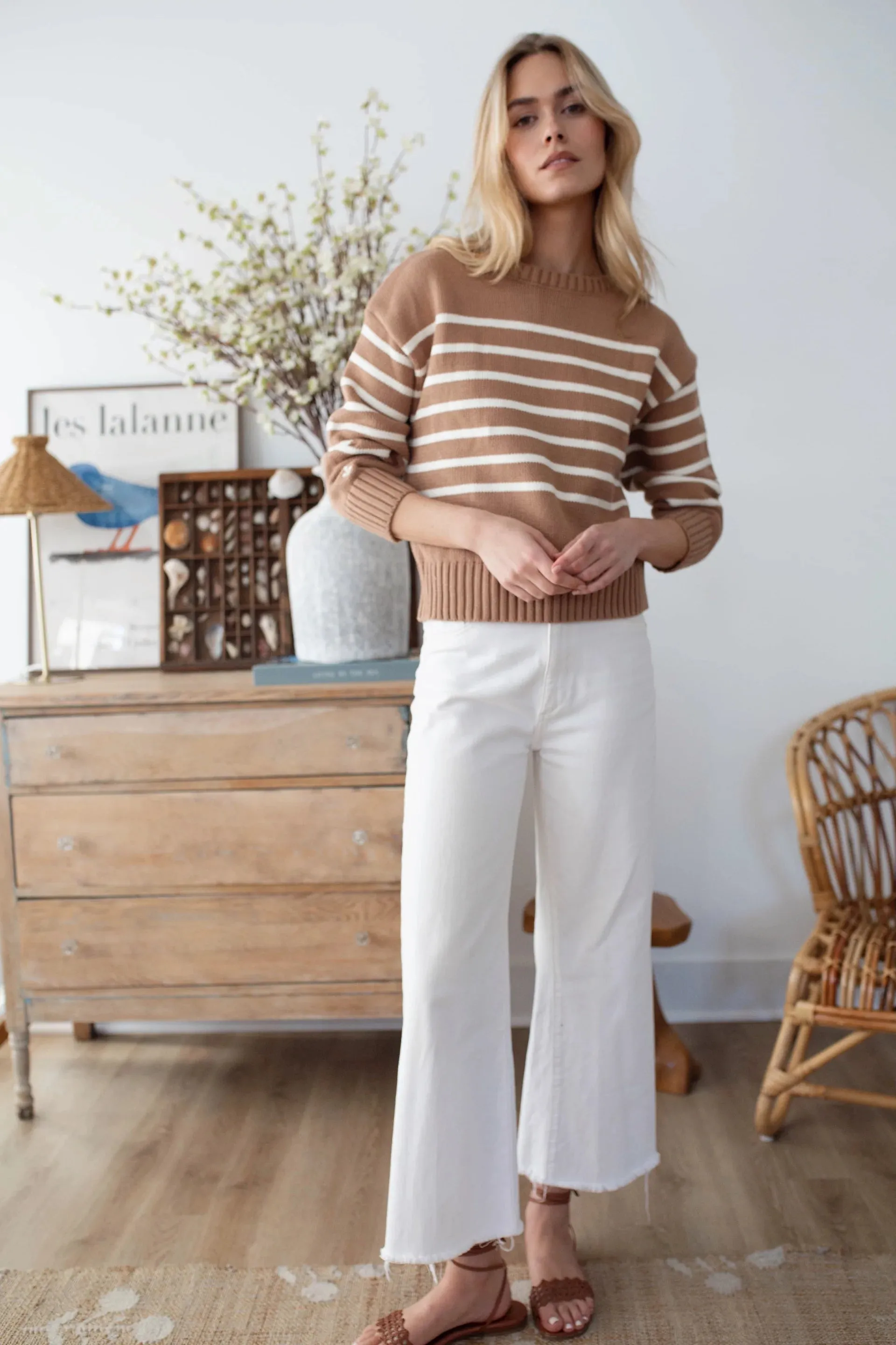 Lake Sweater - Camel/Ivory Stripe