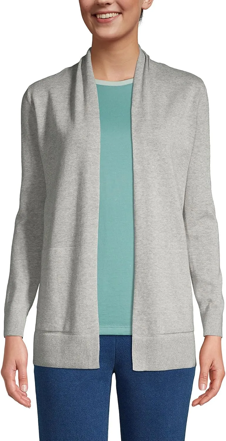 Lands' End Women's Long Sleeve Open Long Cardigan Sweater