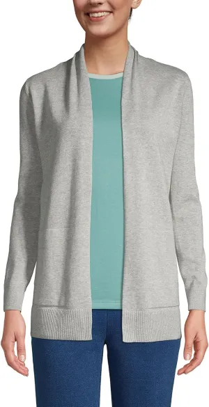 Lands' End Women's Long Sleeve Open Long Cardigan Sweater