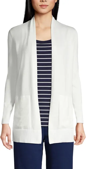 Lands' End Women's Long Sleeve Open Long Cardigan Sweater