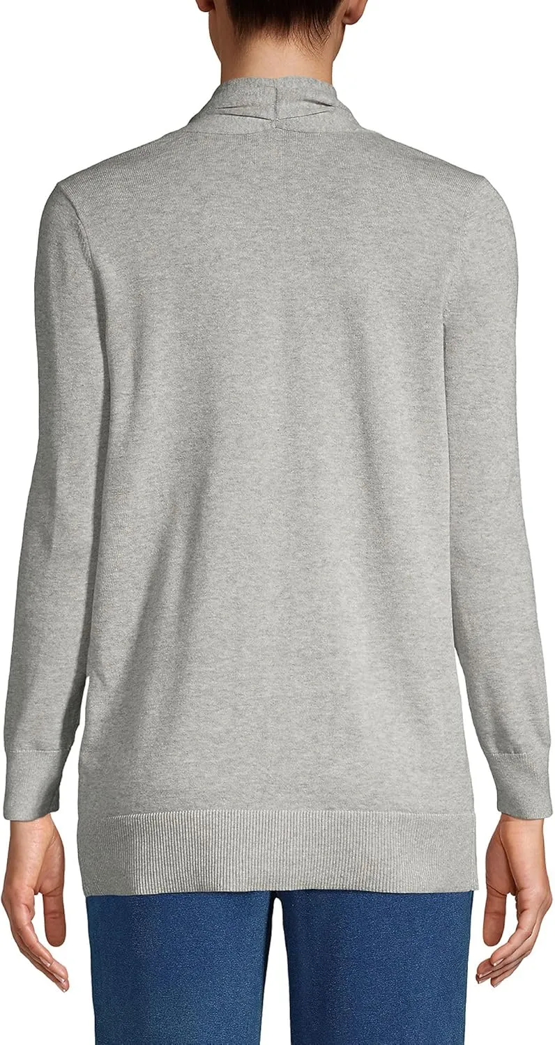 Lands' End Women's Long Sleeve Open Long Cardigan Sweater