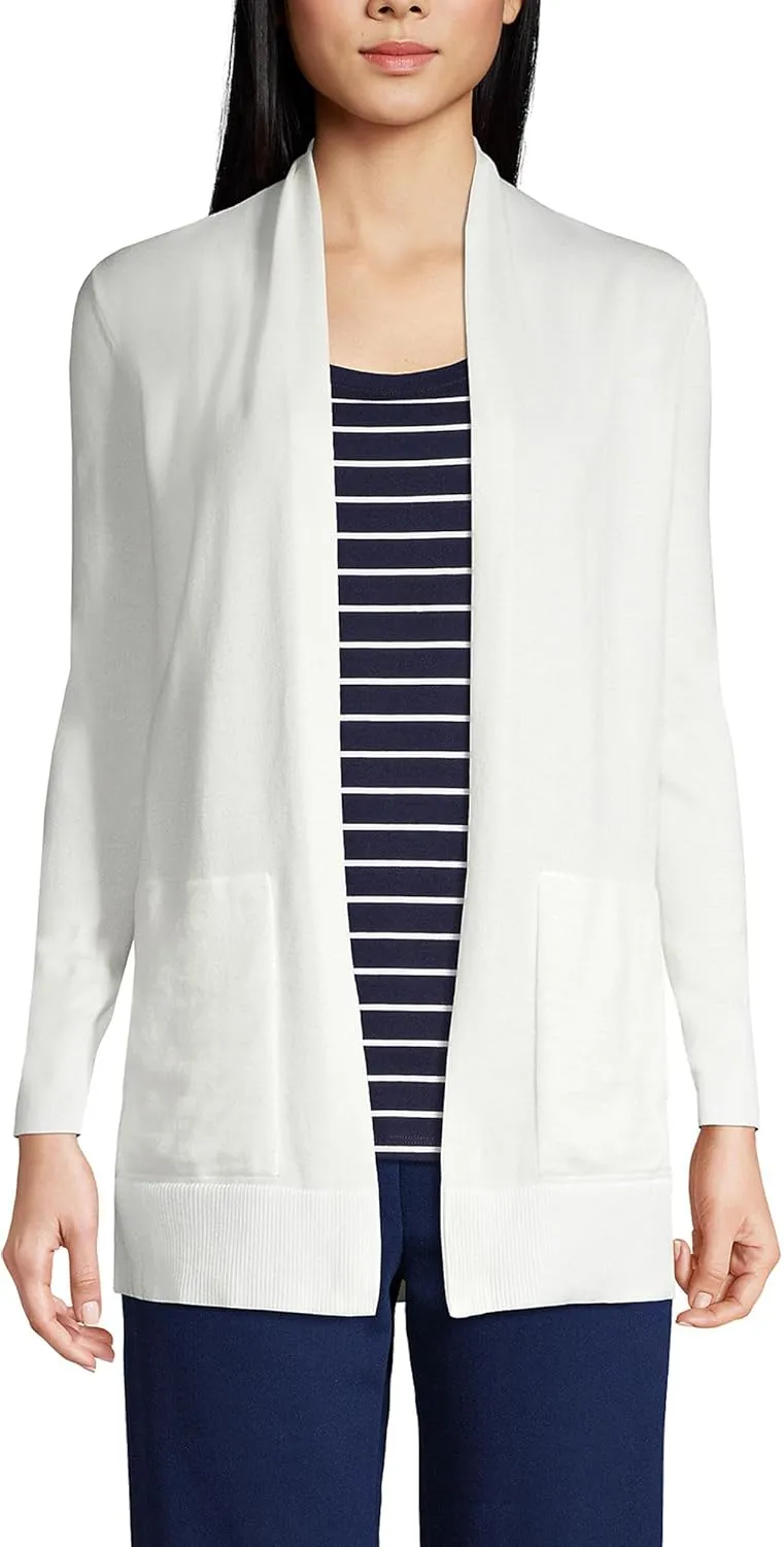 Lands' End Women's Long Sleeve Open Long Cardigan Sweater