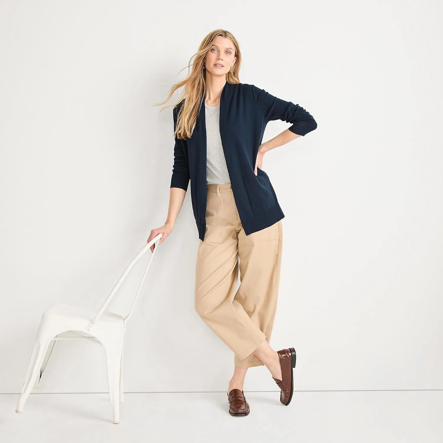 Lands' End Women's Long Sleeve Open Long Cardigan Sweater