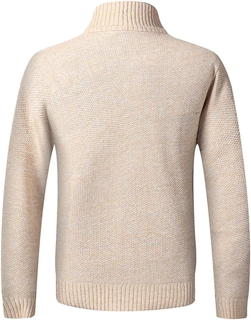 LemonGirl Mens Casual Slim Full Zip Knitted Cardigan Sweater with Pocked