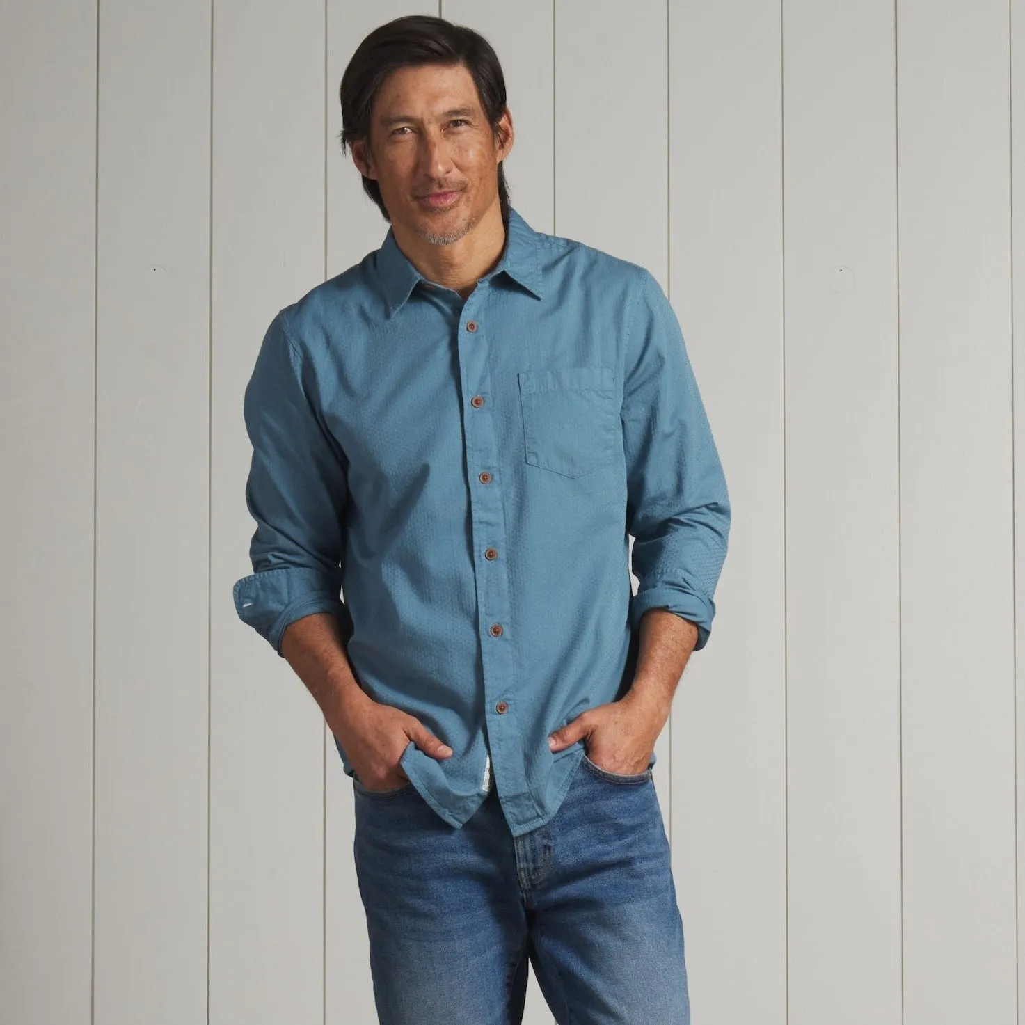 Lorenzo Dobby Weave Shirt - Blue Stone