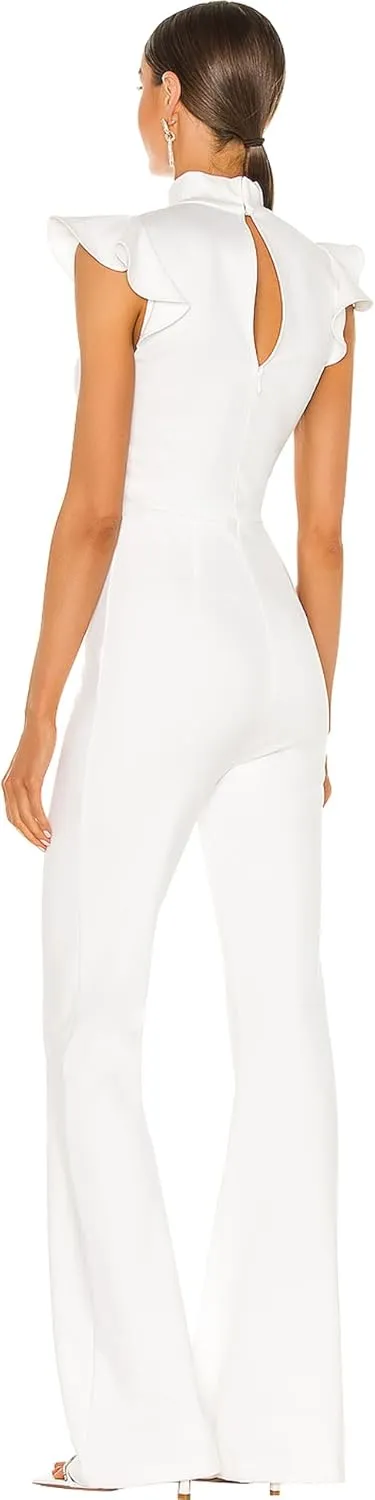 LuFeng Womens Sleeveless Ruffle Mock Neck Jumpsuits One Piece Outfits Wide Leg Pants Rompers