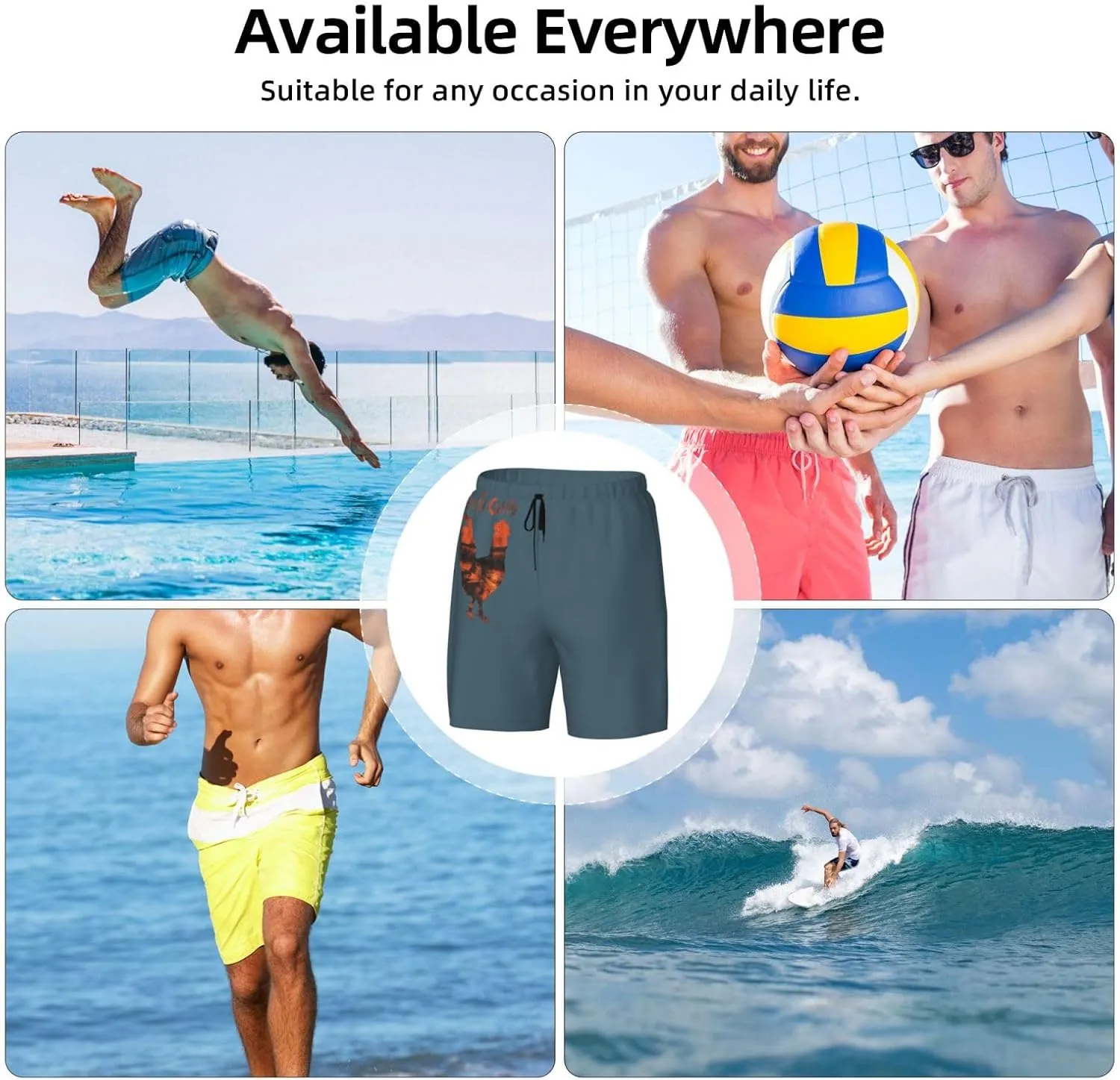 Mans Casual Swim Trunks for Ali.ce Cha.ins Beach Pants,Summer Breathable Cool Quick Dry Board Shorts Bathing Suit