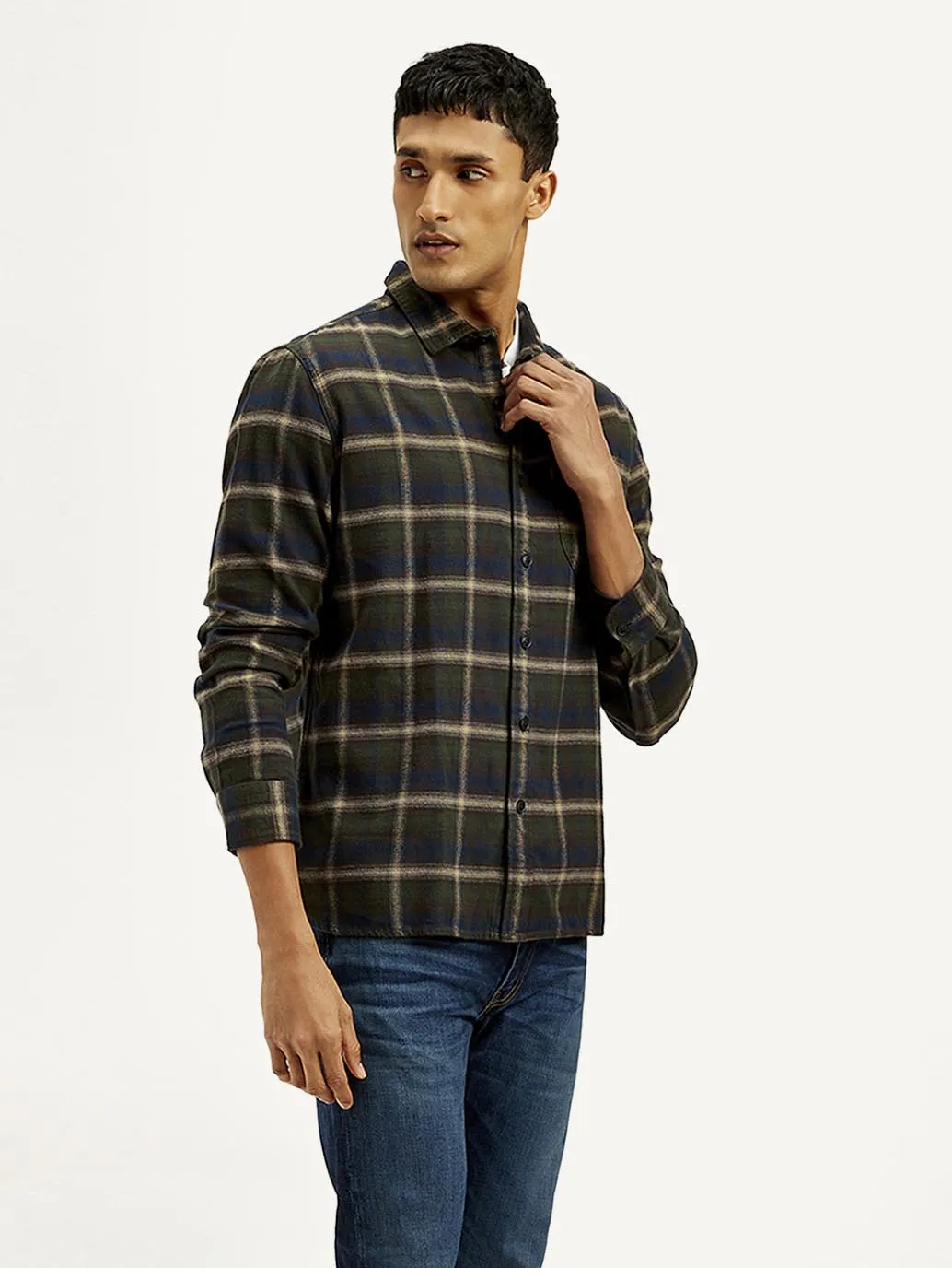 Men's Checkered Relaxed Fit Flannel Shirt
