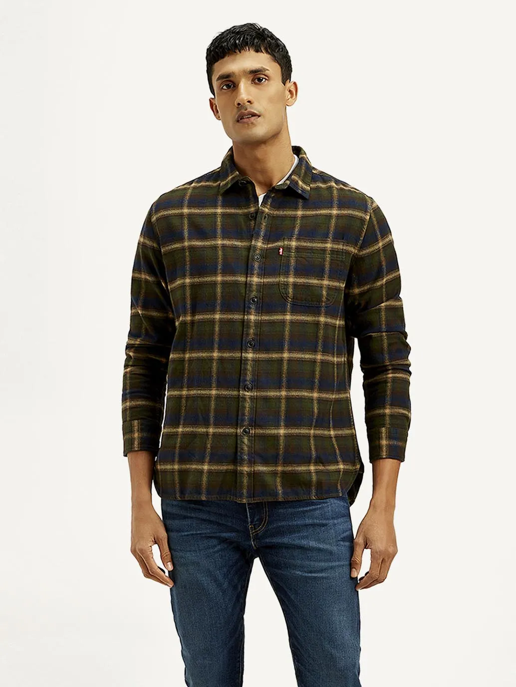 Men's Checkered Relaxed Fit Flannel Shirt