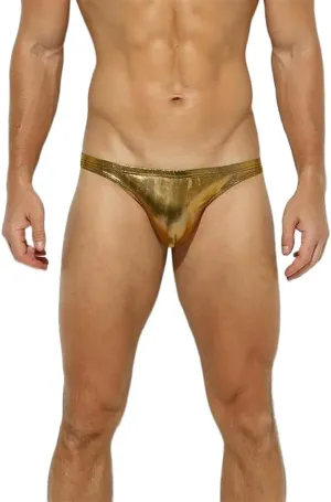Mens Solid Contour Pouch Sexy Briefs Imitation Leather Underwear Shiny Metallic Underpants 1-3 Pack