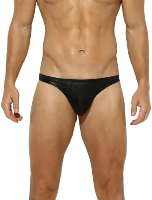Mens Solid Contour Pouch Sexy Briefs Imitation Leather Underwear Shiny Metallic Underpants 1-3 Pack