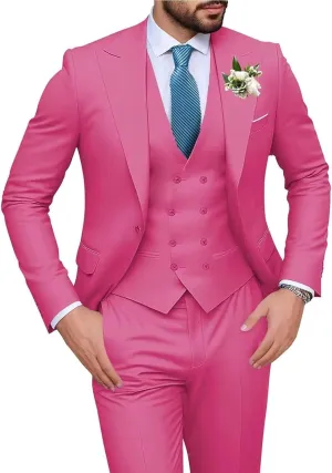 Men's Suit Slim Fit 3-Piece Double Breasted Suits Men Formal Tuxedo Set Mens Wedding Prom Groom Suit Set