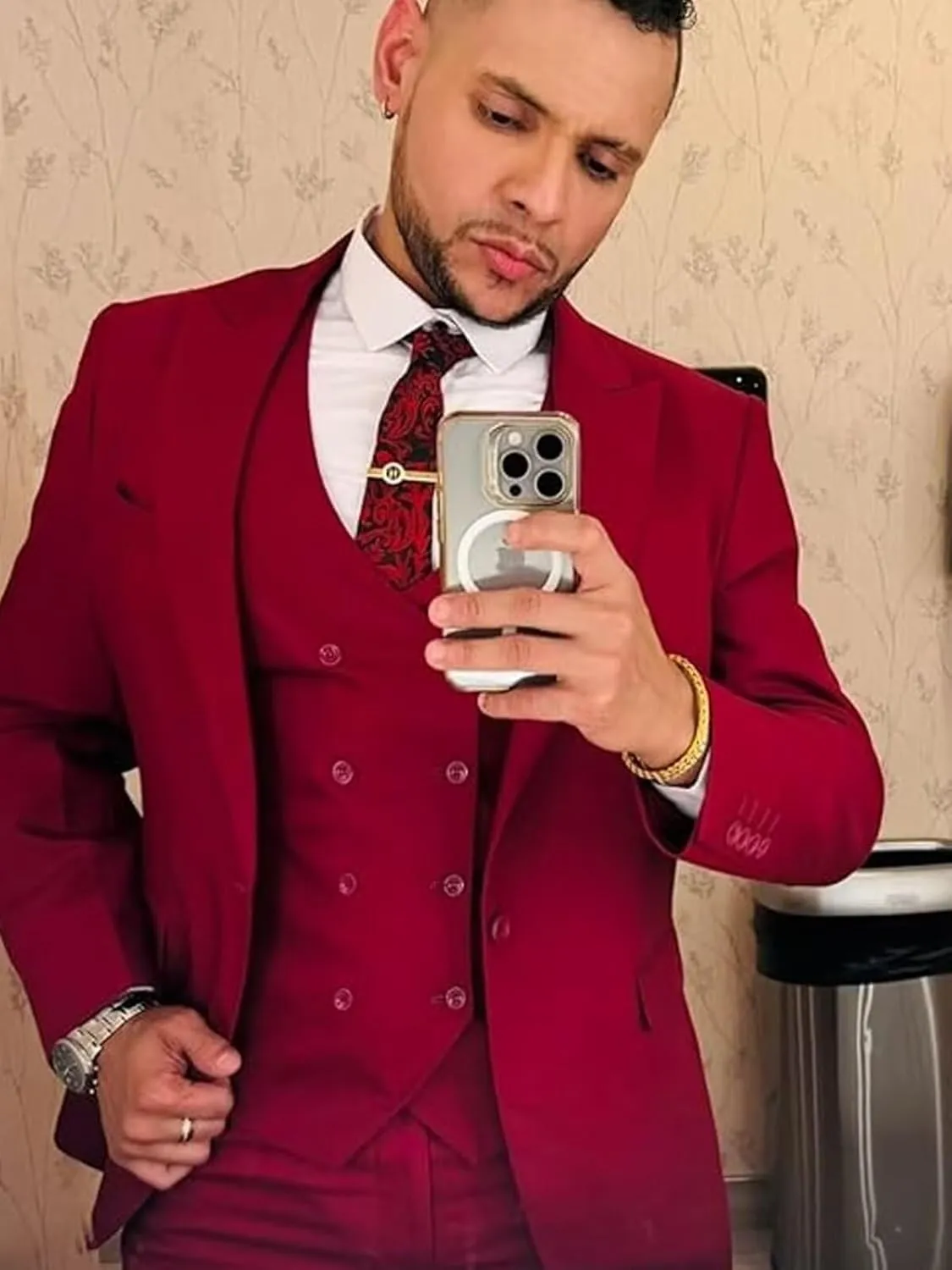 Men's Suit Slim Fit 3-Piece Double Breasted Suits Men Formal Tuxedo Set Mens Wedding Prom Groom Suit Set