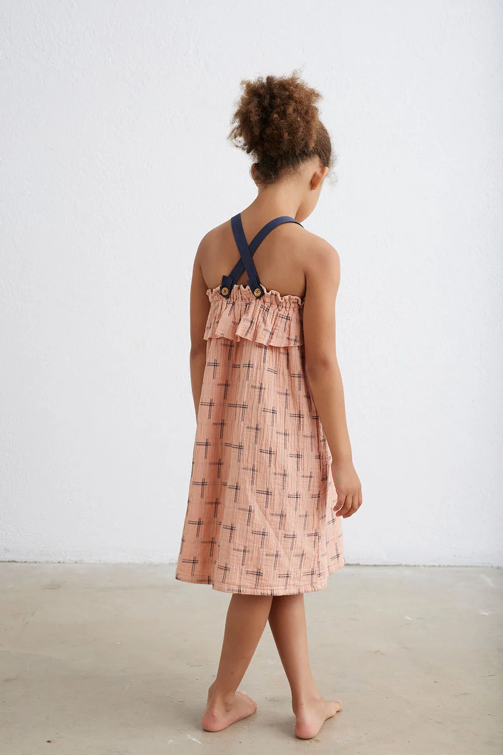 Organic plaid muslin dress