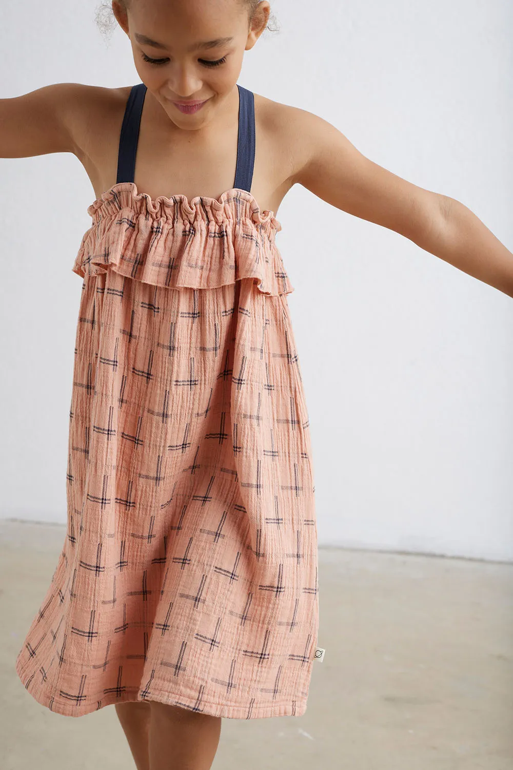 Organic plaid muslin dress