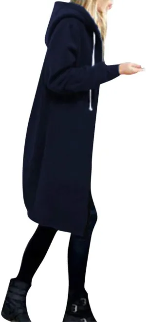 Oversized Hoodies for Women Zip Up Knee Length Tunic Sweatshirts Fall Casual Long Sleeve Hooded Jackets with Pockets