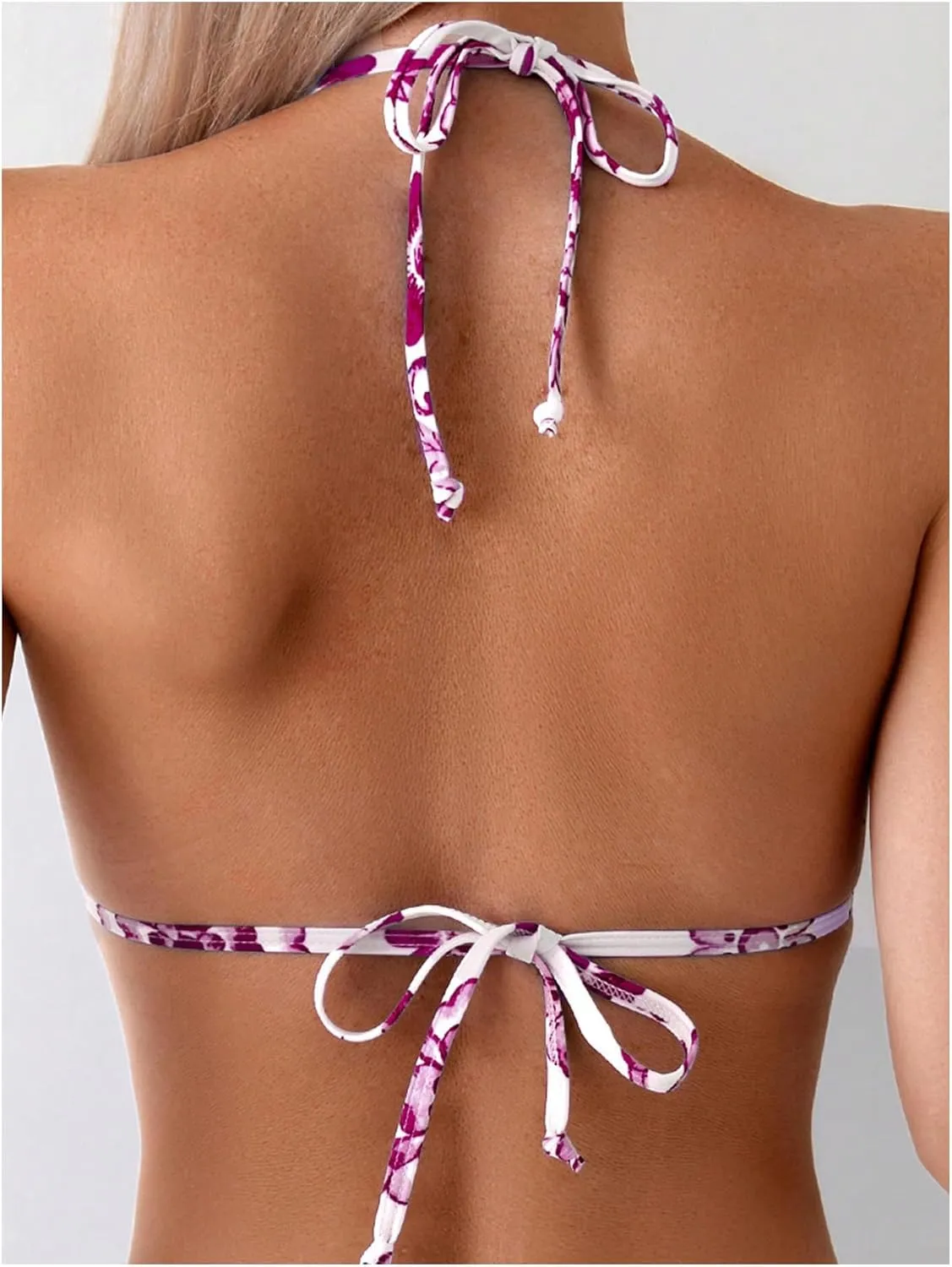 OYOANGLE Women's Floral Print Halter Neck One Piece Swimsuits Cut Out tie Backless Bathing Suit Beach Monokini