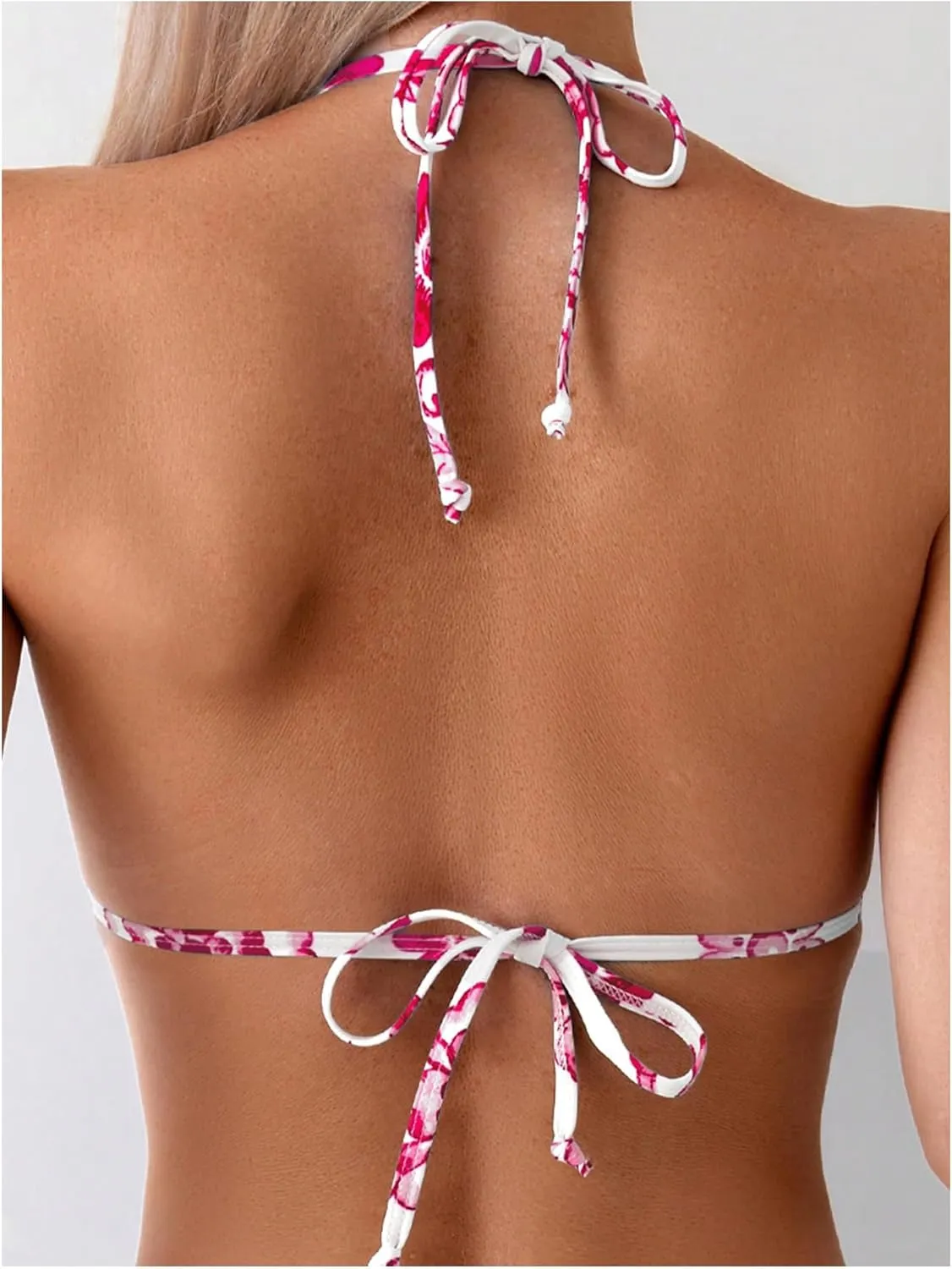 OYOANGLE Women's Floral Print Halter Neck One Piece Swimsuits Cut Out tie Backless Bathing Suit Beach Monokini