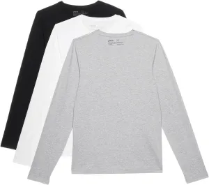 Pact Men's Cool Stretch Long Sleeve Crew Undershirt 3-Pack