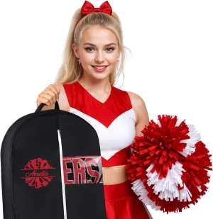 Personalized Garment bag for Cheer Uniform With Name -Custom Breathable Black Bags With 2 Mesh Pockets for Cheerleader Uniform, Ideal for Cheerleader Gifts, Custom Dress Cover Bag with Carry Handles