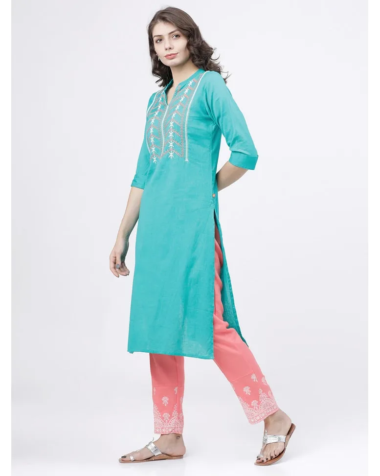 Pink Cotton Relaxed Fit Pants