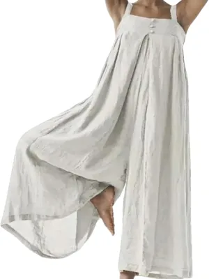 Plus Size Wide Leg Jumpsuits for Women Casual Linen Jump suits for Curvy Women 2024 Sleeveless Oversized Overalls