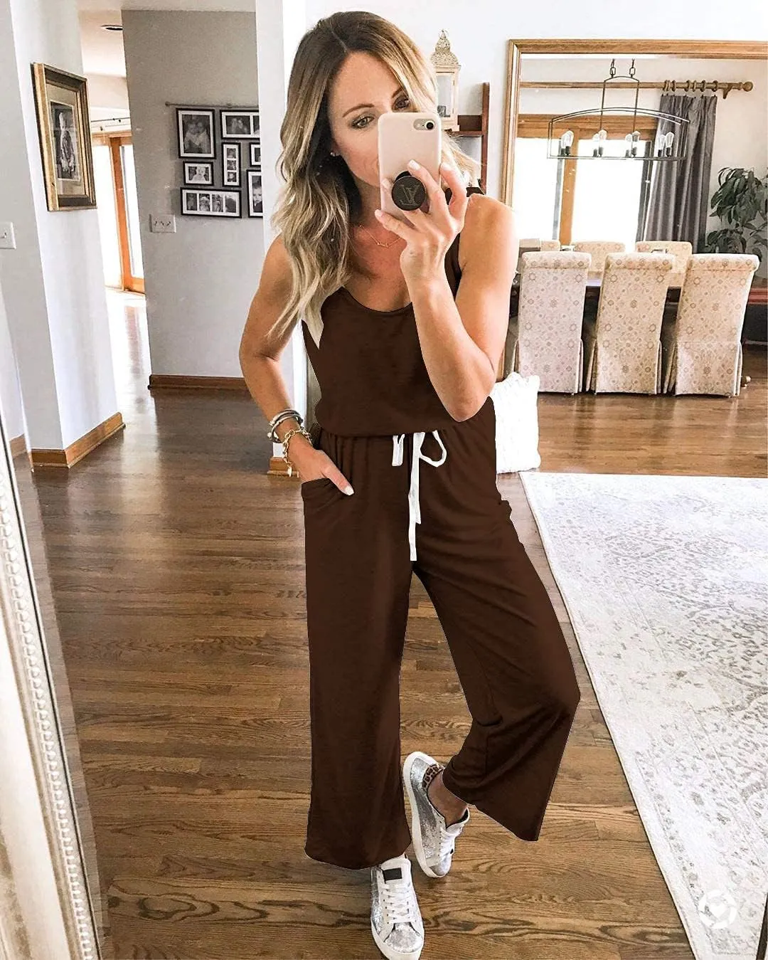 PRETTYGARDEN One Piece Jumpsuits for Women 2025 Summer Casual Drawstring Sleeveless Tank Romper Beach Vacation Outfits