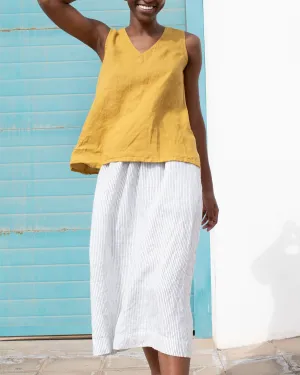 R: PRAGUE-2 swing linen tank top (Size: M/L; Color: Vintage Green)