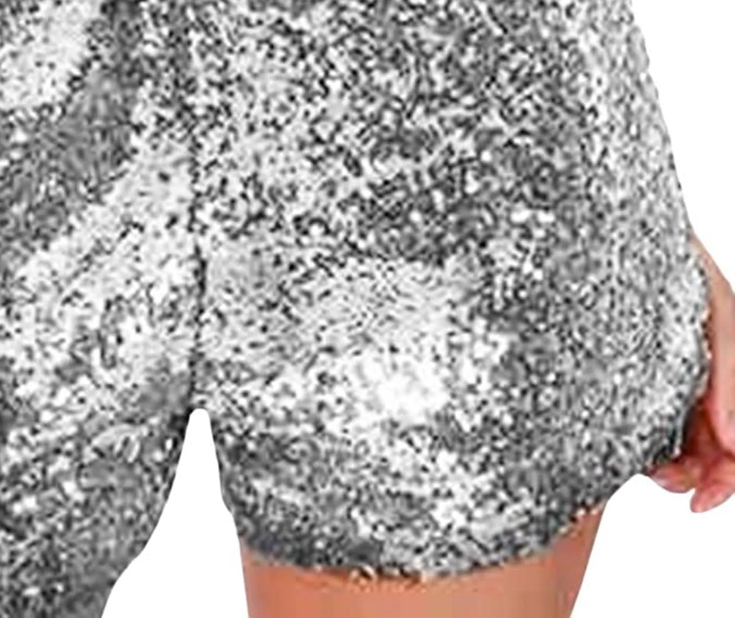 SEMATOMALA Women's Sequin Party Clubwear Romper Shiny Wrap V Neck Shorts Jumpsuit Deep V Neck Long Sleeve Disco Dance Outfits