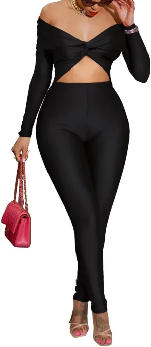 Sexy Jumpsuits for Women Off Shoulder Cut Out One Piece Bodycon Romper Club Night Outfits