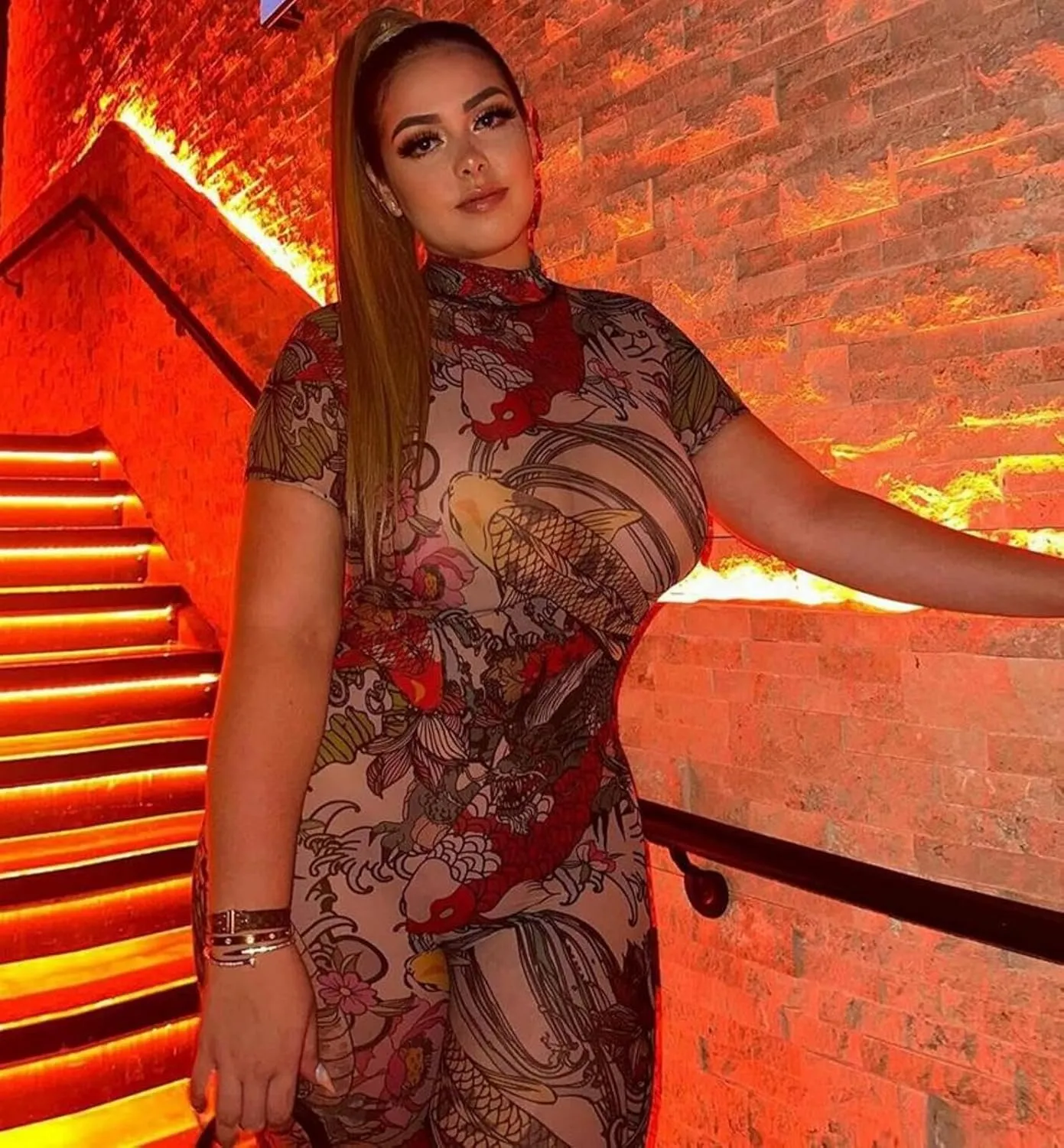 Sexy Jumpsuits for Women See Through Mesh Print Backless Bodycon Club Jumpsuit