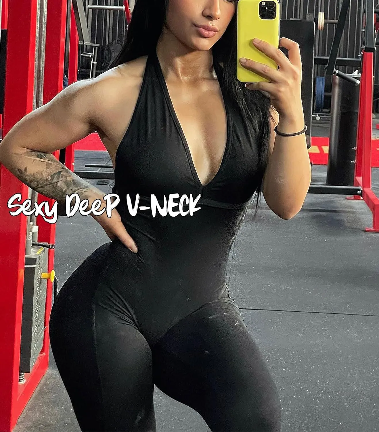 Sexy Jumpsuits for Women V Neck Scrunch Butt Rompers Halter Tie Gym Workout One Piece outfit Bodysuits