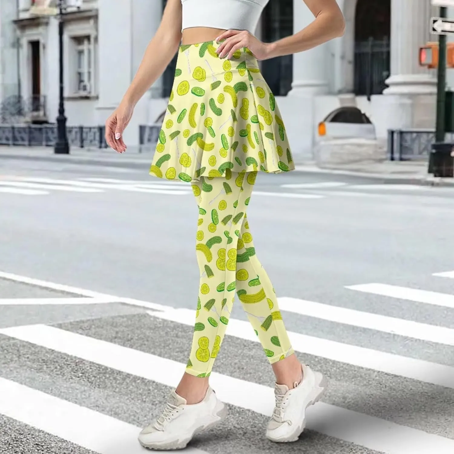 Skirted Leggings for Women Stretchy High Waist Skirted Yoga Pants Breathable Quick Dry Tennis Leggings with Skirt