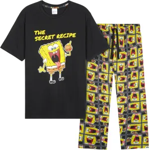 SpongeBob SquarePants Pajamas for Men & Teenagers PJs Set Comfy Lounge Set Sleepwear Loungewear Soft Breathable Nightwear Funny Gifts for Men (Black/Yellow, 2XL)