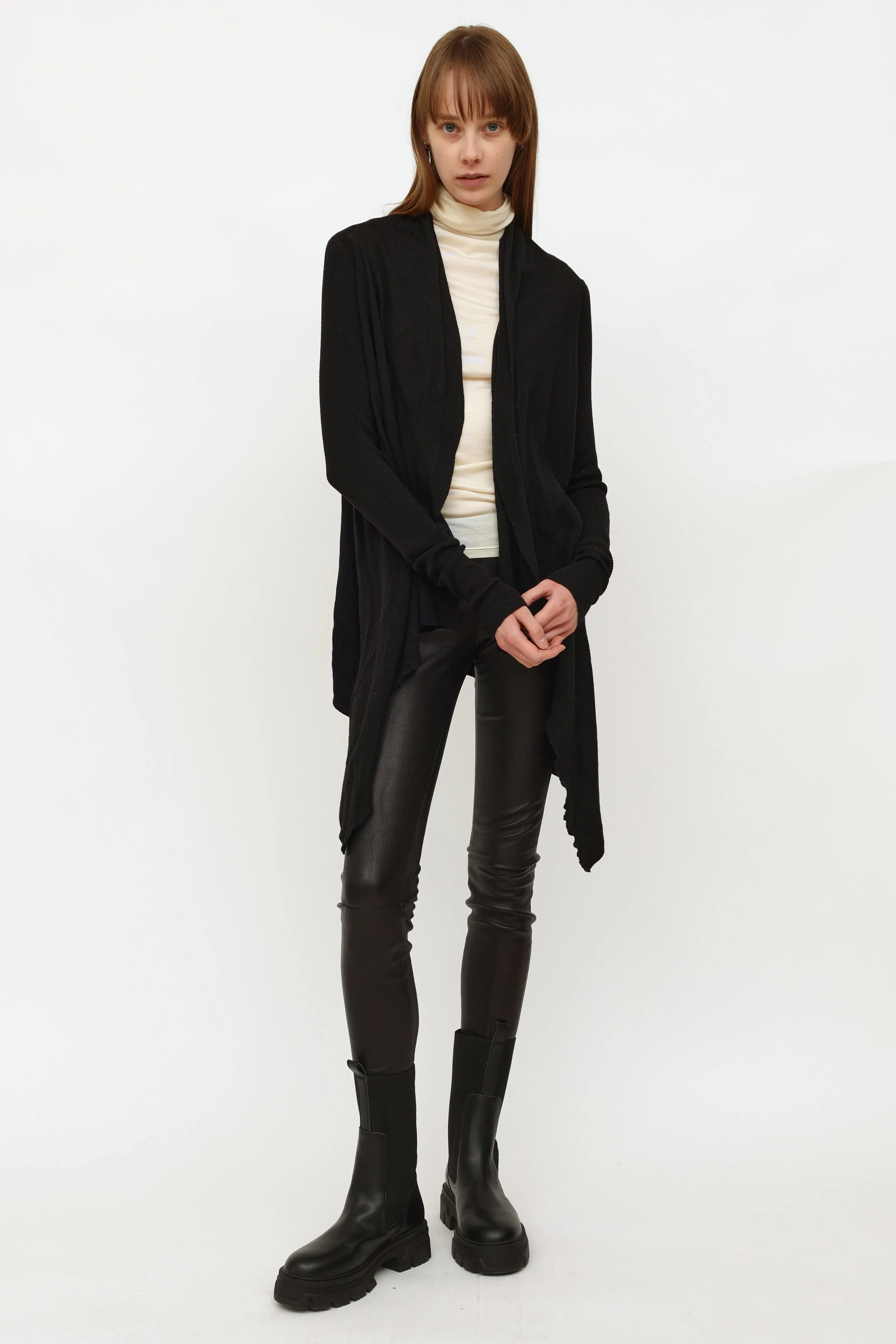 SS19 Black Knit Open Cardigan