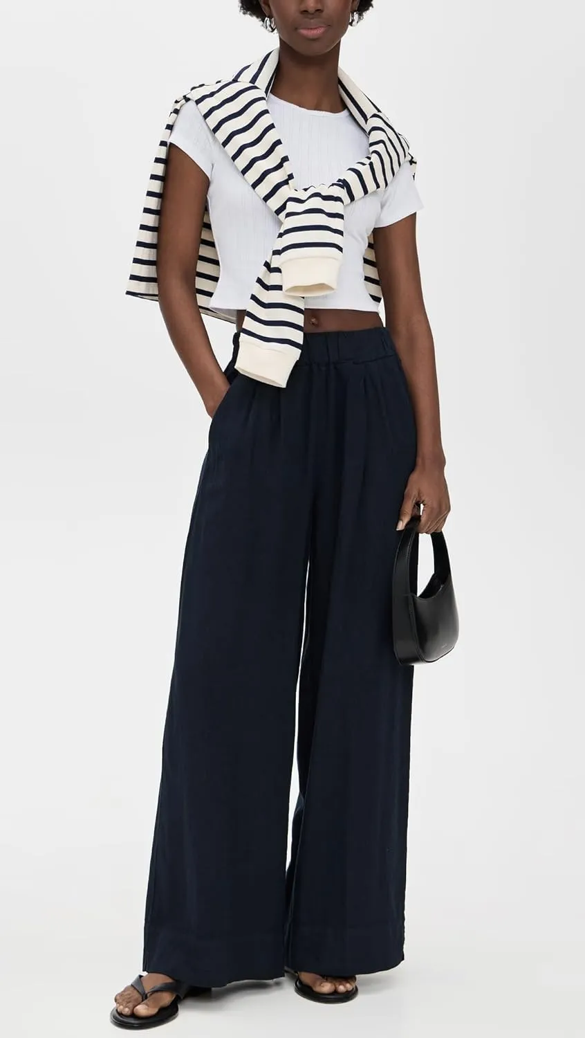 Stateside Women's Linen Wide Leg Pull-On Pants