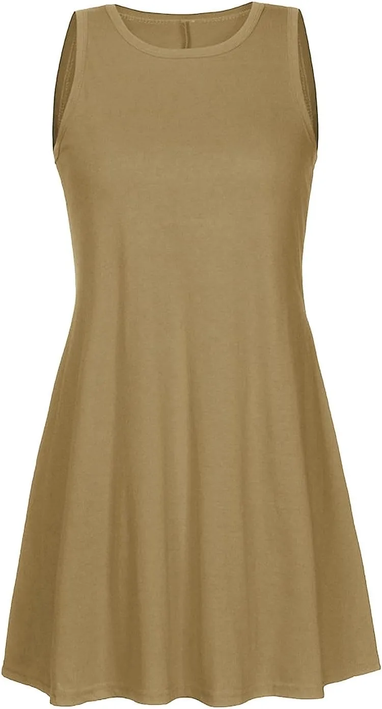 Summer Dresses for Women 2024 Island Vacation Sleeveless Sun Dresses Casual Boho Beach Tank Dress Loose Swing Sundress