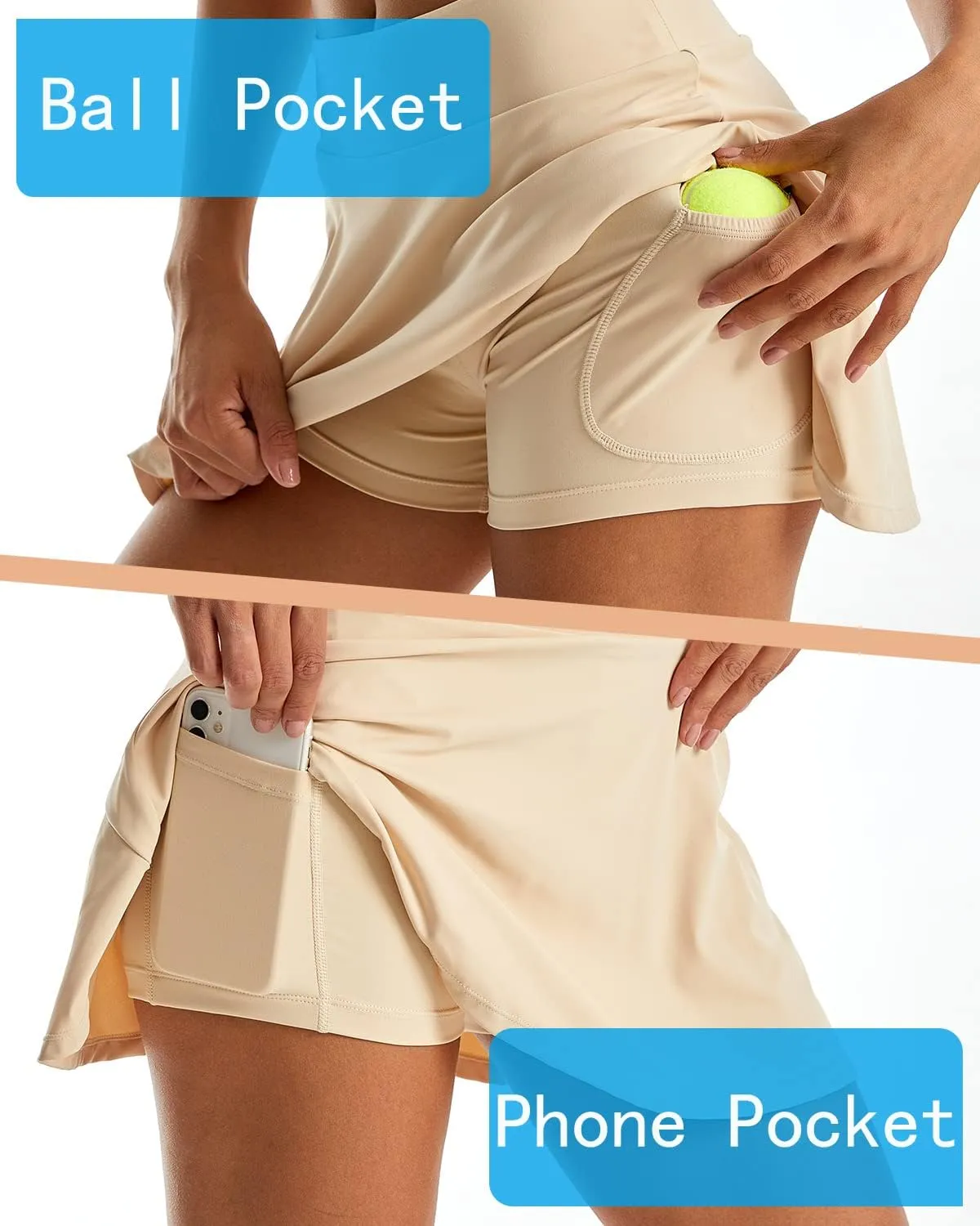 Tennis Skirts for Women with Shorts Pockets, High Waist Pleated Golf Skirts for Running Workout Sports