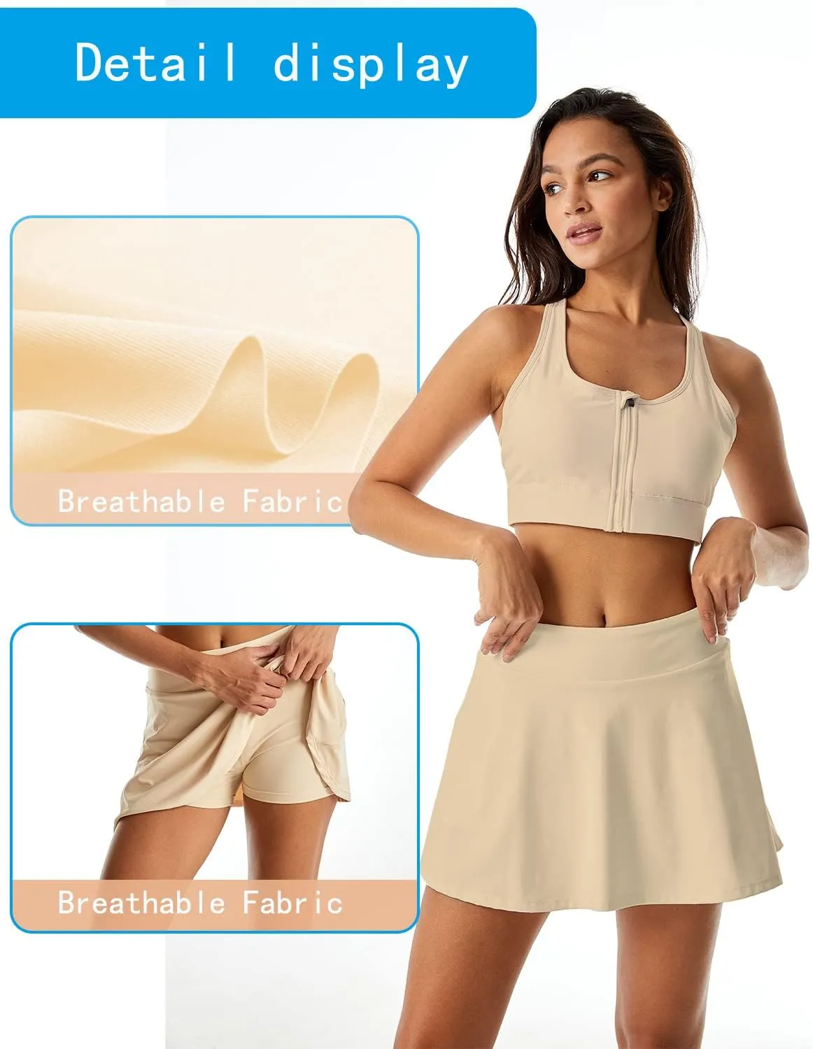 Tennis Skirts for Women with Shorts Pockets, High Waist Pleated Golf Skirts for Running Workout Sports