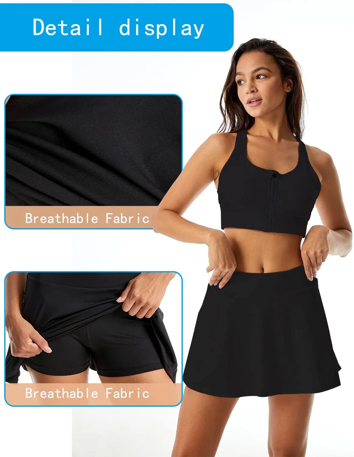 Tennis Skirts for Women with Shorts Pockets, High Waist Pleated Golf Skirts for Running Workout Sports