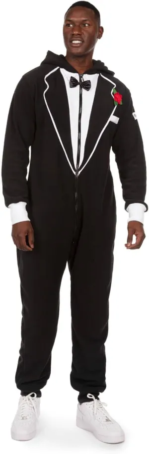 Tipsy Elves Bachelor Jumpsuits for Men - Funny Mens Long Sleeve Black Tuxedo Onesie Costumes - Bachelor Party Outfits