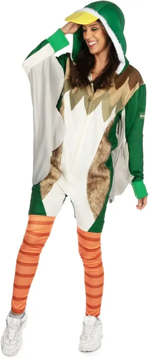 Tipsy Elves Cute Animal Halloween Costume for Women Green Duck Jumpsuit with Attached Mallard Wings Size