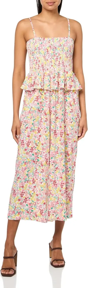 Tommy Hilfiger Womens Chambray Smocked Jumpsuit