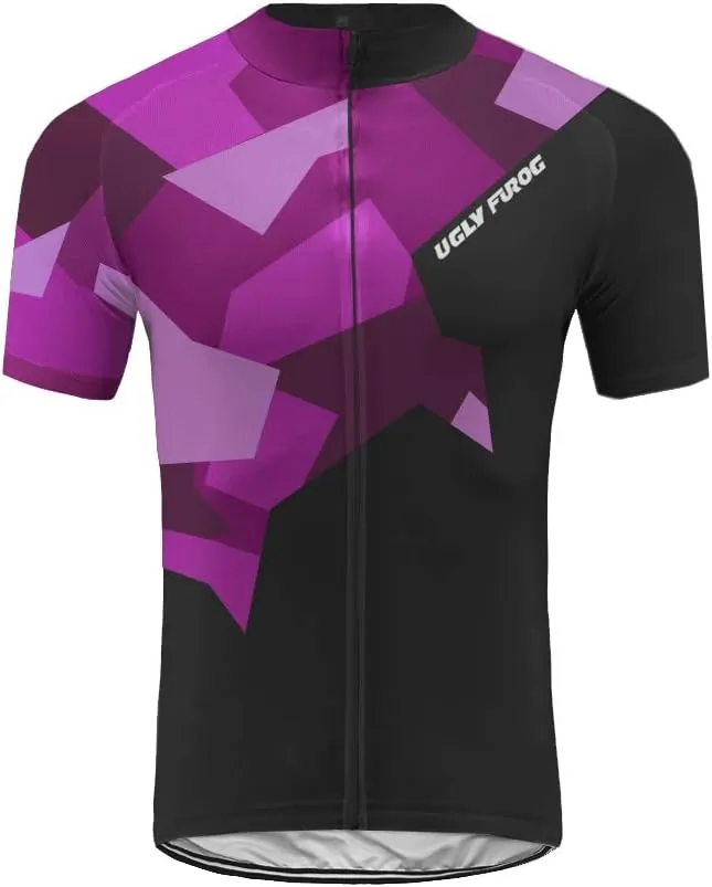 UGLY FROG Mens Breathable Cycling Jersey Biker Short/Long Sleeve Shirt Quick Dry Full Zip Men's Bicycle Jacket with Pockets