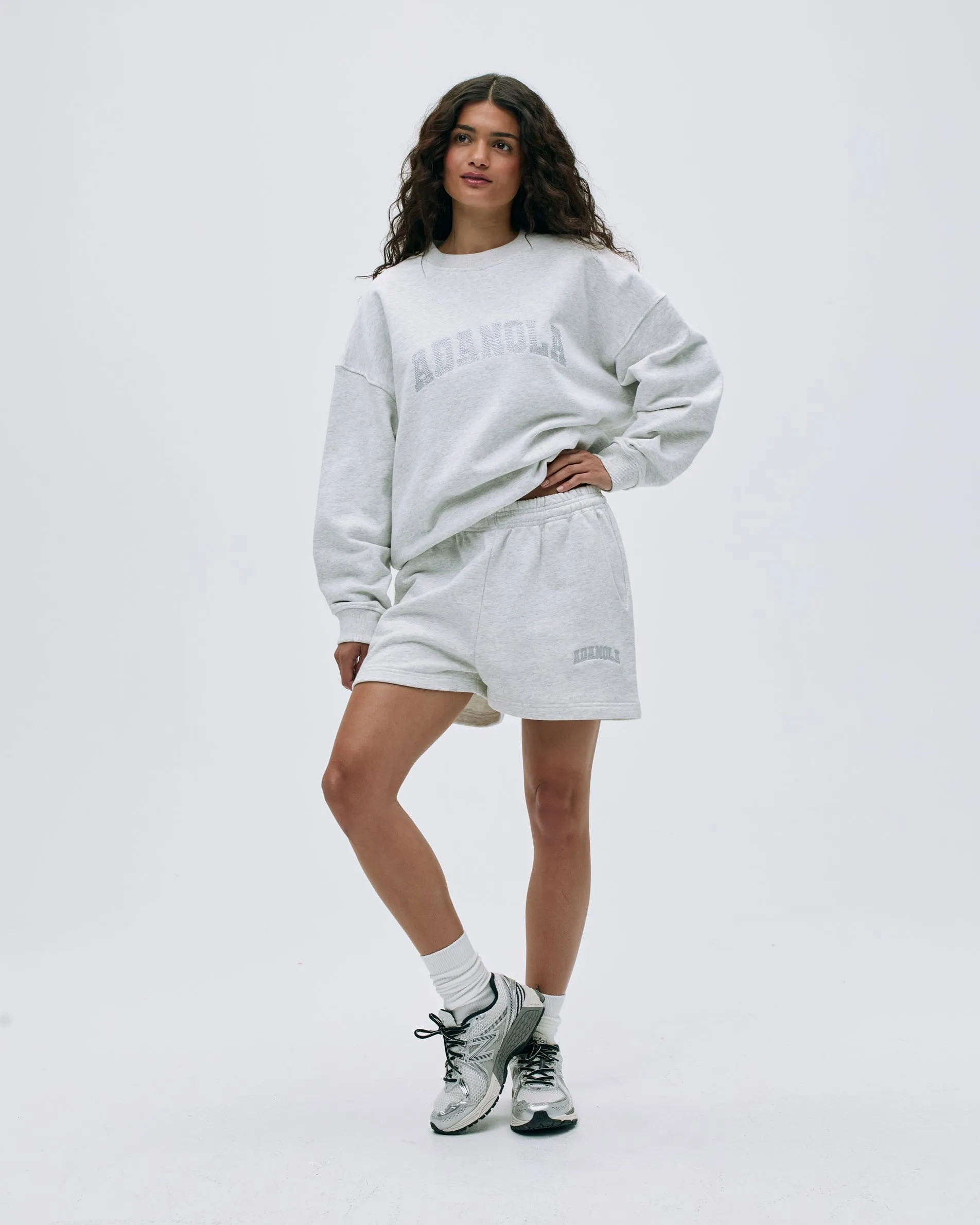 Varsity Chainstitch Oversized Sweatshirt - Light Grey Melange