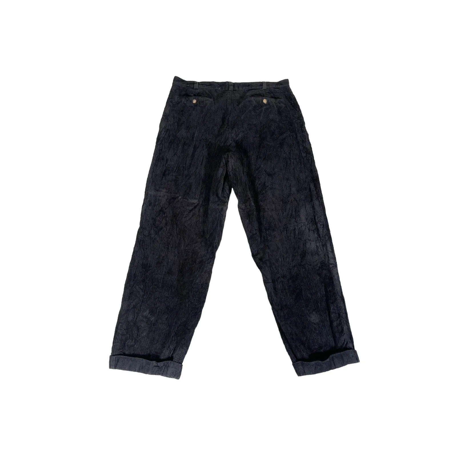 Vintage Piazza Carignano 12 Men's Black Relaxed Fit Corduroy Pants 36x32