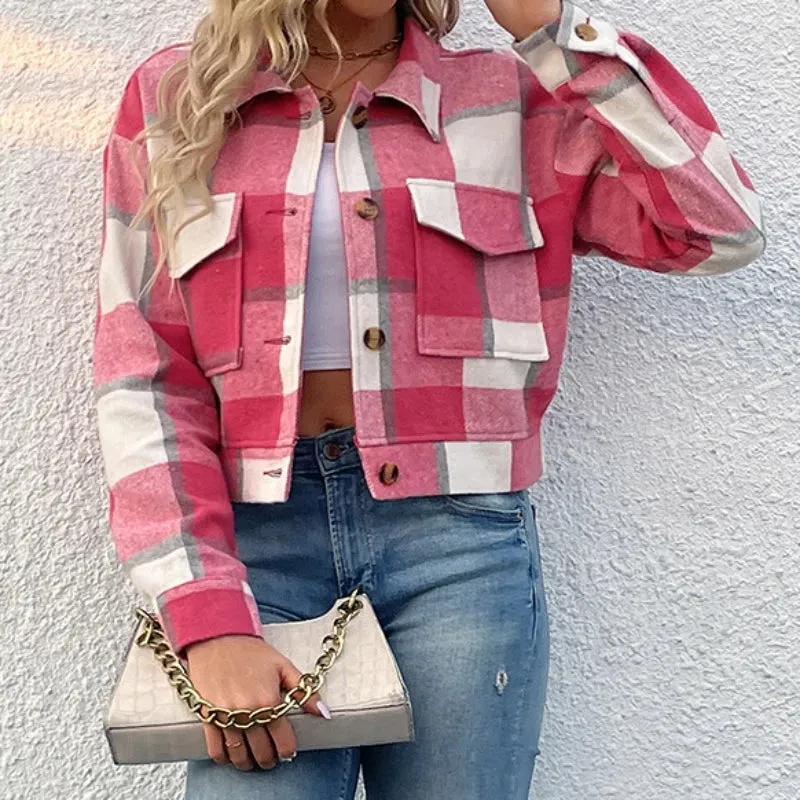 Vintage Plaid Short Jacket  Classic Y2K Streetwear