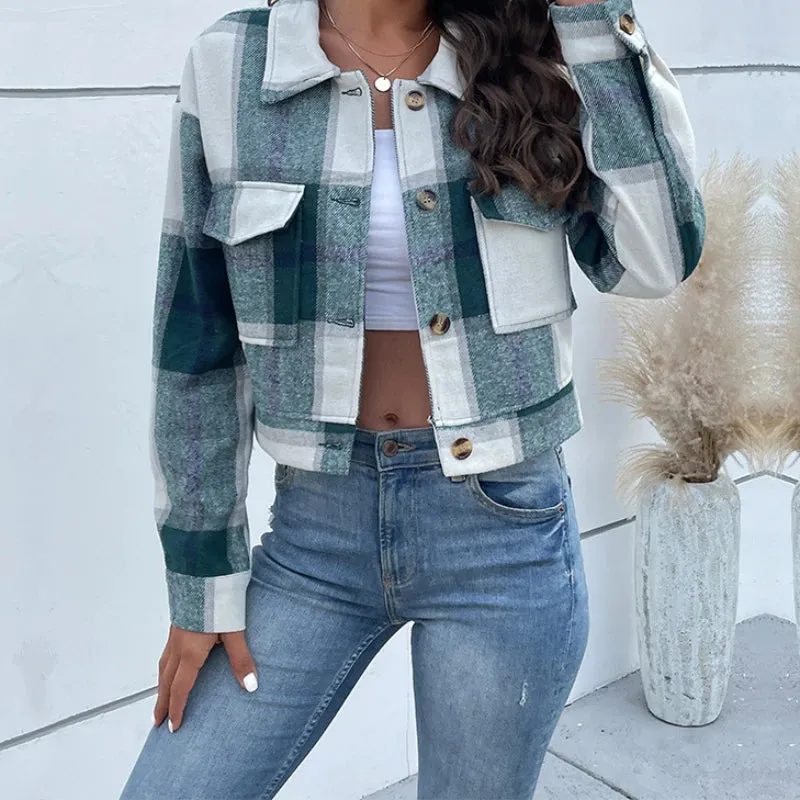 Vintage Plaid Short Jacket  Classic Y2K Streetwear