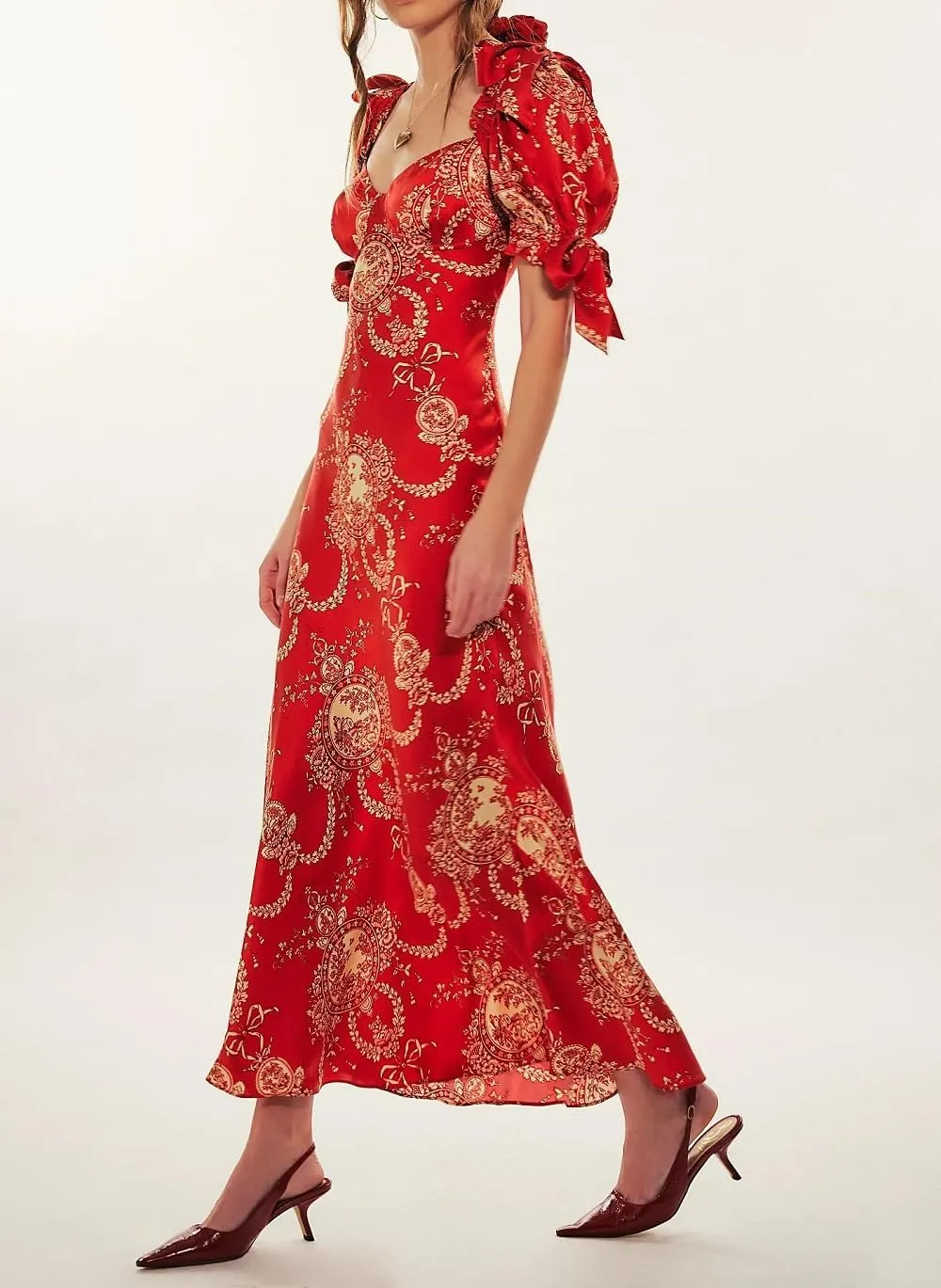 Woman Floral Puff Sleeve Maxi Dress Square Neck Ruffle Flowy Long Dresses Bohemian Tiered Summer Sundress