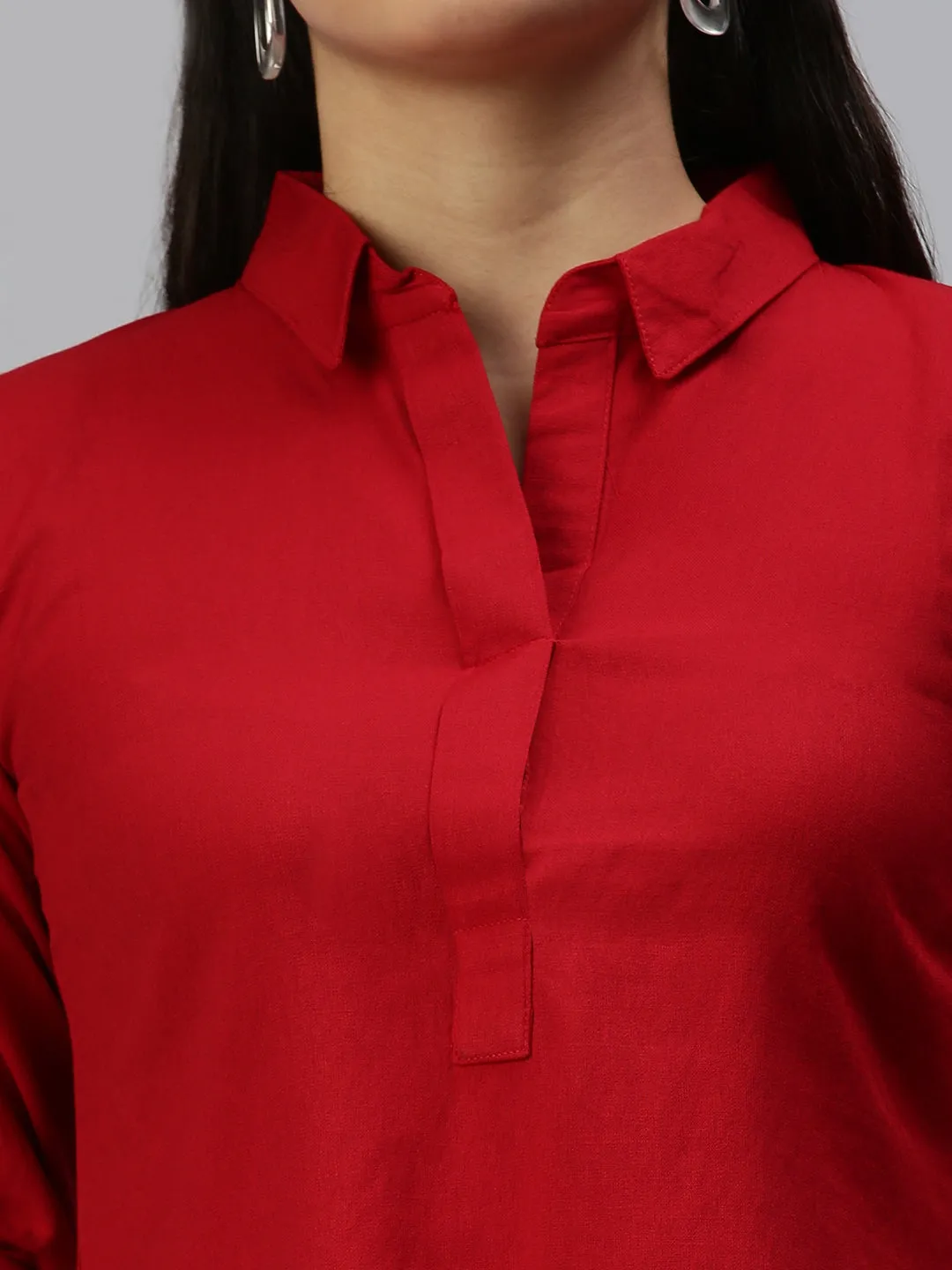 Women Red Comfort Slim Fit Casual Shirt